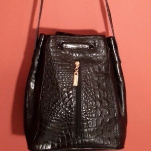 Portofino Black Leather Shoulder Bag